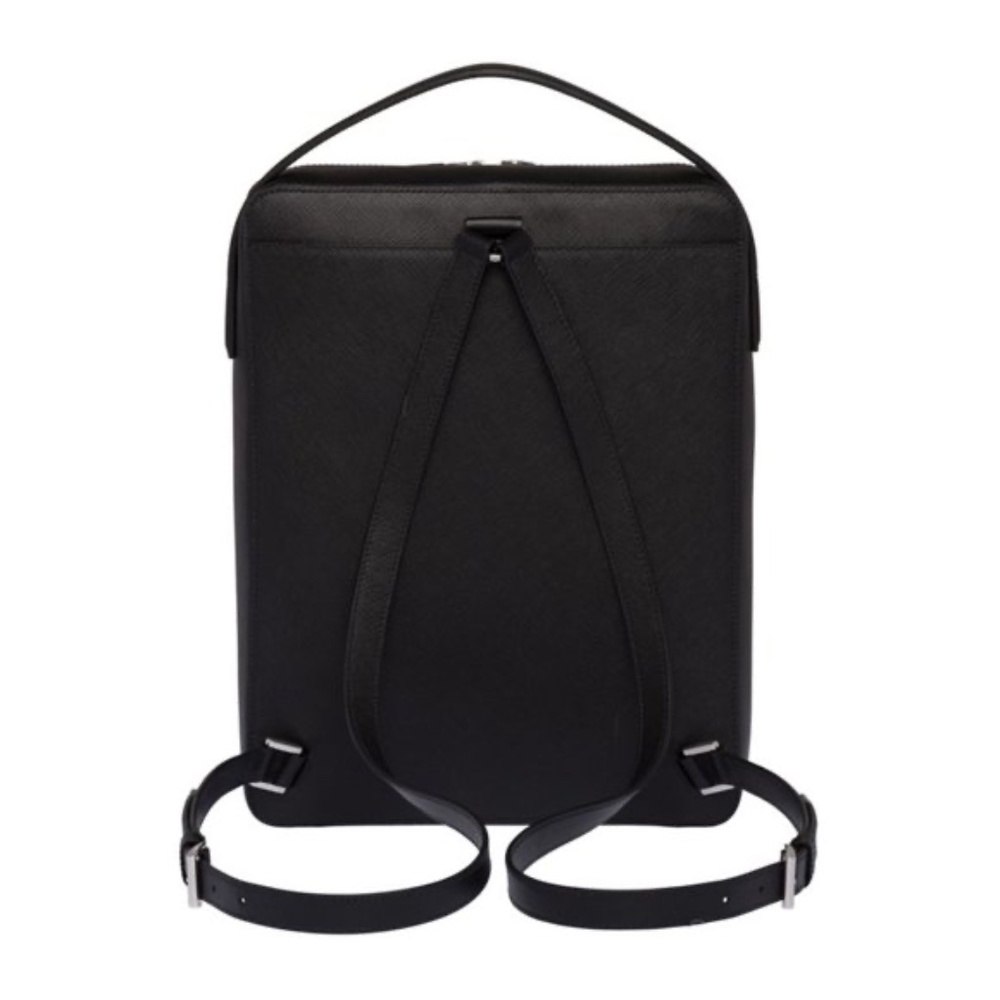 Prada Men's Large Black Saffiano Leather Square Backpack - Picture 4 of 14